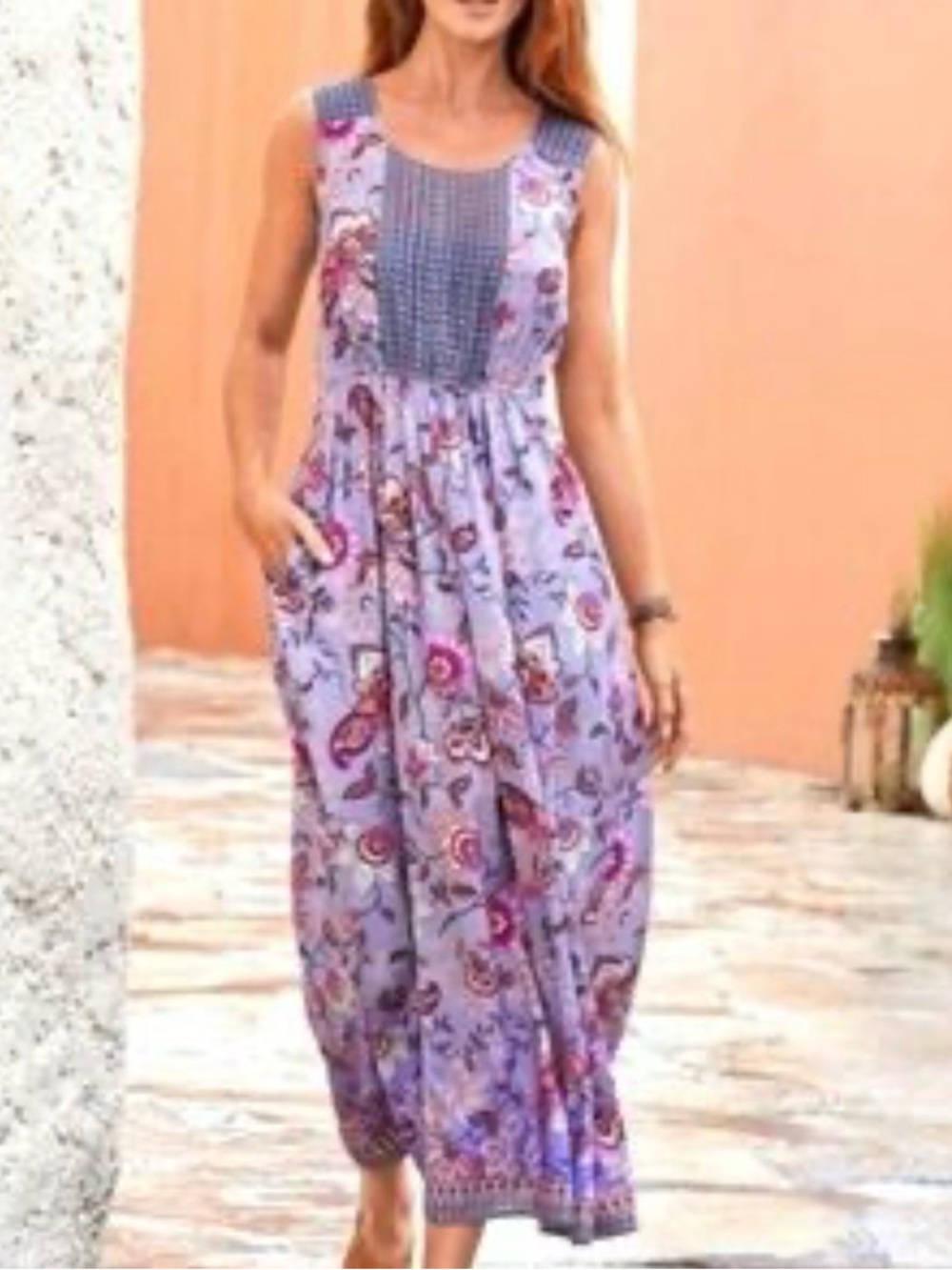 Sundance Dress Lavender Floral Sleeveless Maxi